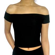 Cropped Feminino Ciganinha Ombro a Ombro Liso Suplex Pp Ao Plus Size