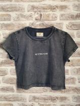 Cropped Feminino Cinza Marmorizado
