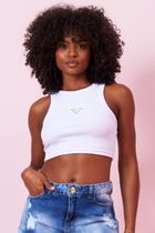 Cropped Feminino Com Aplique Logo Planet Girls Branco