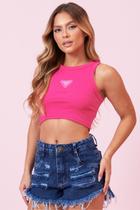 Cropped Feminino Com Aplique Logo Planet Girls Pink