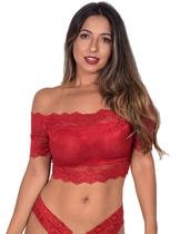 Cropped Feminino com manga ciganinha Rendado com Bojo Blusa Feminina Cropped Feminino com manga ciganinha Rendado com Bojo Blusa Feminina