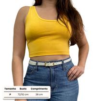 Cropped Feminino Decote Canoa em Viscolycra Amarelo