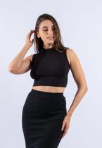 Cropped Feminino Diluxo Gola Alta Blusa Ribana