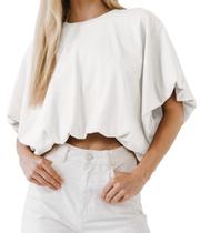Cropped Feminino Doshoop de Verão com Gola Careca Branco