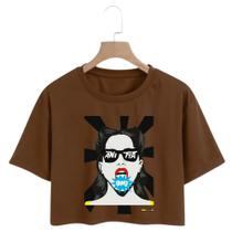 Cropped Feminino Estampa Anitta Cropped Raglan Manga Curta Macio Leve