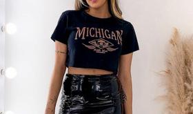 Cropped feminino estampado algodão