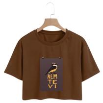 Cropped Feminino Estampado Nem Te Vi Cropped Raglan Leve Macio