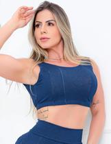 Cropped Feminino Fake Jeans em Viscose - Fitmoda