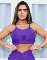 Cropped Feminino Fitness de Poliamida Zig com Bojo Removível