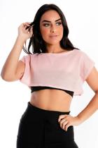 Cropped Feminino Fitness manga curta com Top sem alça