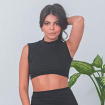 Cropped Feminino Gola Alta Canelado