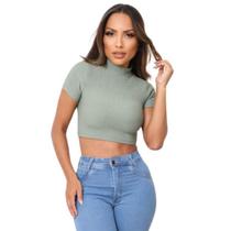 Cropped Feminino Gola Alta Casual Moda Fashion