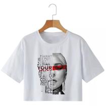 Cropped Feminino Lady Gaga Estampa Cropped Raglan Macio Leve