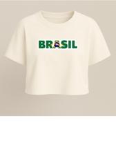 Cropped Feminino LIA 100% Algodão estampa Brasil