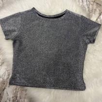 Cropped feminino manga curta poliamida lurex gola rasa