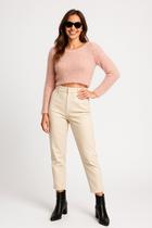 Cropped Feminino Manga Larga Franjas Exclusivo Luxo