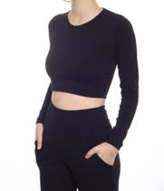 Cropped Feminino Manga Longa Blusinha Básica