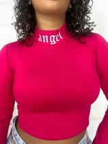 Cropped feminino manga longa gola alta angel feminina moda blogueira