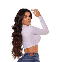 Cropped Feminino Manga Longa Gola Alta Liso Moderno Cropped Feminino Manga Longa Gola Alta Liso Moderno