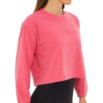 Cropped Feminino Manga Longa Malha De Algodão Rosa Les Rêves