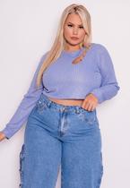 Cropped Feminino Manga Longa Plus Size Strass