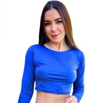 Cropped Feminino Manga Longa Proteção Solar Uv 50+ Avulso Surf Malha fria Segunda Pele Sem Bojo Modelo Tradicional