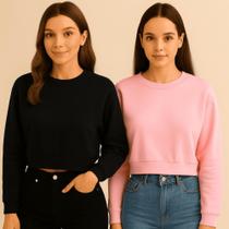 Cropped Feminino Moletom Básico Tecido Macio e Quentinho