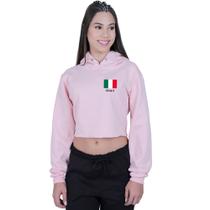 Cropped Feminino Moletom Com Capuz Italy País Itália