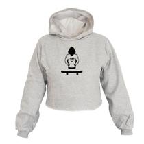 Cropped Feminino Moletom Estampa Skate Board Flanela Inverno
