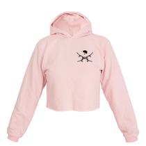 Cropped Feminino Moletom Estampa Skate Capacete Capuz Moda