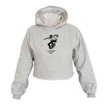 Cropped Feminino Moletom Estampa Skate Study Capuz Inverno