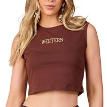 Cropped Feminino Moonhorse T-shirt Western Com Strass Festas Cropped Feminino Moonhorse T-shirt Western Com Strass Festas