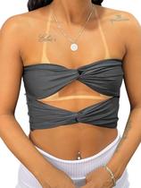 Cropped Feminino Nó Transpassado sem alça Estiloso