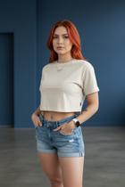 Cropped feminino oversize premium off white 8006