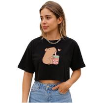 Cropped Feminino Oversized Capivara Milk Shake
