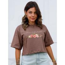 Cropped Feminino Oversized Floresça onde Deus te plantar - D22 Cropped Feminino Oversized Floresça onde Deus te plantar - D22
