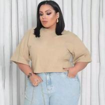 Cropped Feminino Plus Size Camiseta Curta Perfeita Para O Verão