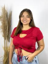 Cropped Feminino Plus Size Com Manga Cores Moda Verão Ajustável Tendência