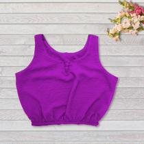 Cropped Feminino Plus Size Elastico na Cintura e detalhe V 0322