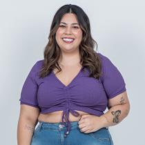 Cropped Feminino Plus Size Franzido- 1102064-