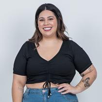 Cropped Feminino Plus Size Franzido- 1102064-