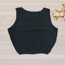 Cropped Feminino Plus Size Liso Com Elastico na Cintura Cropped Feminino Plus Size Liso Com Elastico na Cintura