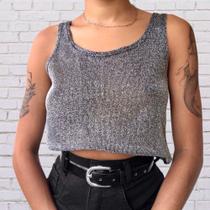 Cropped feminino poliamida lurex regata