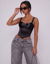 Cropped Feminino Regata Bico Bojo Retro Acetinado Sexy Festa Cropped Feminino Regata Bico Bojo Retro Acetinado Sexy Festa