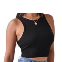Cropped Feminino Regata Canelado