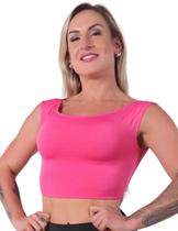 Cropped feminino rosa sem bojo
