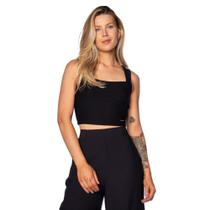Cropped Feminino Rovitex Decote Reto Preto