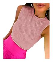 Cropped Feminino Soltinho Verão Tricot Blusinha Regata Moda
