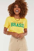Cropped Feminino T-shirt Camiseta do Brasil 6 Estrelas