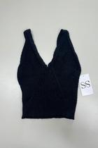 Cropped Feminino Top Blusa Alças Tricot Decote V Tricô Verão